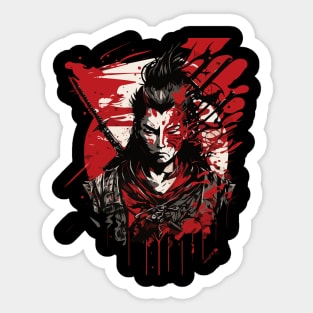 Samurai Warrior - Intense Blood Splatter Art Sticker